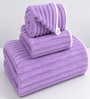 Purple Coral Fleece  Solid 450 Gsm Bath Towel Set Of 3
