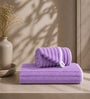 Purple Coral Fleece  Solid 450 Gsm Bath Towel Set Of 3