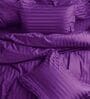 Purple Cotton 210TC Striped Set of 2 Pillow Covers