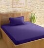 Purple Cotton 210TC Striped Single Bedsheet with 1 Pillow Cover