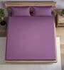 Purple Cotton Jacquard 300TC checked Super King Bedsheet with 2 Pillow Covers
