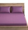 Purple Cotton Jacquard 300TC checked Super King Bedsheet with 2 Pillow Covers