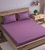 Purple Cotton Jacquard 300TC checked Super King Bedsheet with 2 Pillow Covers