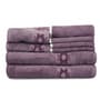 Purple Cotton Patterned 500 GSM Towel Set 8 Pieces