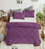 Purple Cotton 210TC Solid Plain All Weather Double 150GSM Bedding Set 1 Comforter 1 Bedsheet 2 Pillow Covers