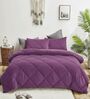 Purple Cotton 210TC Solid Plain All Weather Double 150GSM Bedding Set 1 Comforter 1 Bedsheet 2 Pillow Covers