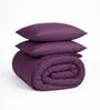 Purple Cotton 210TC Solid Plain Heavy Winter Double 400GSM Bedding Set 1 Comforter 1 Bedsheet 2 Pillow Covers