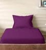 Purple Cotton Solid 210TC Plain Single Bedsheet with 1 Pillow Cover