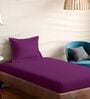 Purple Cotton Solid 210TC Plain Single Bedsheet with 1 Pillow Cover