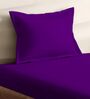 Purple Cotton Solid 210TC Plain Single Bedsheet with 1 Pillow Cover