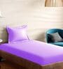 Purple Cotton Solid 210TC Plain Single Bedsheet with 1 Pillow Cover