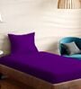 Purple Cotton Solid 210TC Plain Single Bedsheet with 1 Pillow Cover