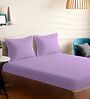 Purple Cotton Solid 210TC Plain Super King Bedsheet with 2 Pillow Covers