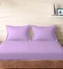 Purple Cotton Solid 210TC Plain Super King Bedsheet with 2 Pillow Covers