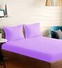 Purple Cotton Solid 210TC Plain Super King Bedsheet with 2 Pillow Covers