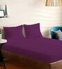 Purple Cotton Solid 210TC Plain Super King Bedsheet with 2 Pillow Covers