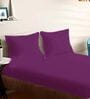 Purple Cotton Solid 210TC Plain Super King Bedsheet with 2 Pillow Covers