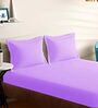 Purple Cotton Solid 210TC Plain Super King Bedsheet with 2 Pillow Covers