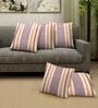 Purple Cotton Striped 14 x 14 inch Set of 5 Cushion Covers