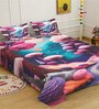 Purple Digital Floral Printed Cotton Blend Double Bedsheet with 2 Pillow Covers