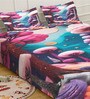 Purple Digital Floral Printed Cotton Blend Double Bedsheet with 2 Pillow Covers