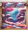 Purple Digital Floral Printed Cotton Blend Double Bedsheet with 2 Pillow Covers