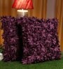 Purple Embroidered Polyester 16X16 Inches Cushion Cover (Set of 2)