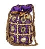 Purple Fabric Embroidered Potli Bag for Women (20 cm)