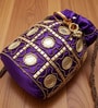 Purple Fabric Embroidered Potli Bag for Women (20 cm)