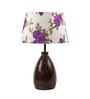 Purple Fabric Shade Table Lamp with Brown Base