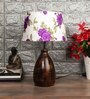 Purple Fabric Shade Table Lamp with Brown Base