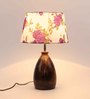 Purple Fabric Shade Table Lamp with Brown Base