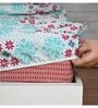 Purple Floral 120 TC Cotton Double Fitted Bedsheet with 2 Pillow Covers