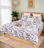 Purple Floral 180 TC Cotton 1 King Bedsheet with 2 Pillow Covers