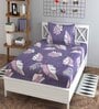Purple Floral 180 TC Cotton Blend Single Sized Bedsheet With 1 Pillow Cover