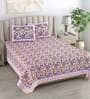 Purple Floral 180 TC Cotton King Size Bedsheet With 2 Pillow Cover