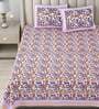 Purple Floral 180 TC Cotton King Size Bedsheet With 2 Pillow Cover