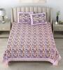 Purple Floral 180 TC Cotton King Size Bedsheet With 2 Pillow Cover