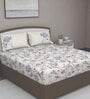 Purple Floral 180 TC Cotton Queen Sized Bed Sheets with 2 Pillow Covers