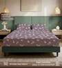 Purple Floral 200 TC Microfiber Double Bedsheet with 2 Pillow Covers