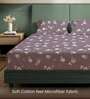 Purple Floral 200 TC Microfiber Double Bedsheet with 2 Pillow Covers