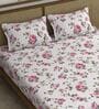Purple Floral 210 TC Microfiber Double Queen Bedsheet With 2 Pillow Covers