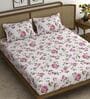 Purple Floral 210 TC Microfiber Double Queen Bedsheet With 2 Pillow Covers
