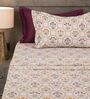 Purple Floral 210TC 100% Cotton Printed Flat Super King Bedsheet With 2 Pillow Covers