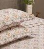 Purple Floral 210TC 100% Cotton Printed Flat Super King Bedsheet With 2 Pillow Covers