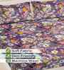 Purple Floral 300 TC Cotton Blend King Size Double Bedsheet with 2 Pillow Covers