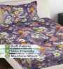 Purple Floral 300 TC Cotton Blend Single Bedsheet with 1 Pillow Cover