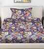 Purple Floral 300 TC Cotton Blend Single Bedsheet with 1 Pillow Cover