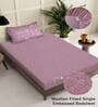 Purple Floral 300 TC Woollen Fitted Single Bedsheet with Pillow Cover