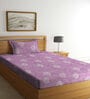 Purple Floral 400 TC Cotton Single Bedsheet with 1 Pillow Cover